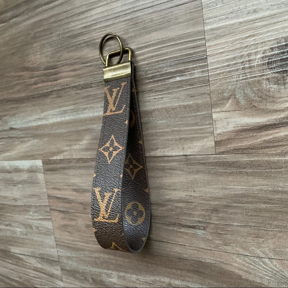 Upcycled Repurposed Luxury Handmade Keychain Wristlet With custom metal finish